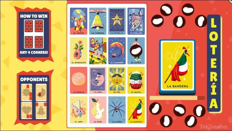 hình ảnh hiển thị trò chơi doodle phổ biến của Google Loteria