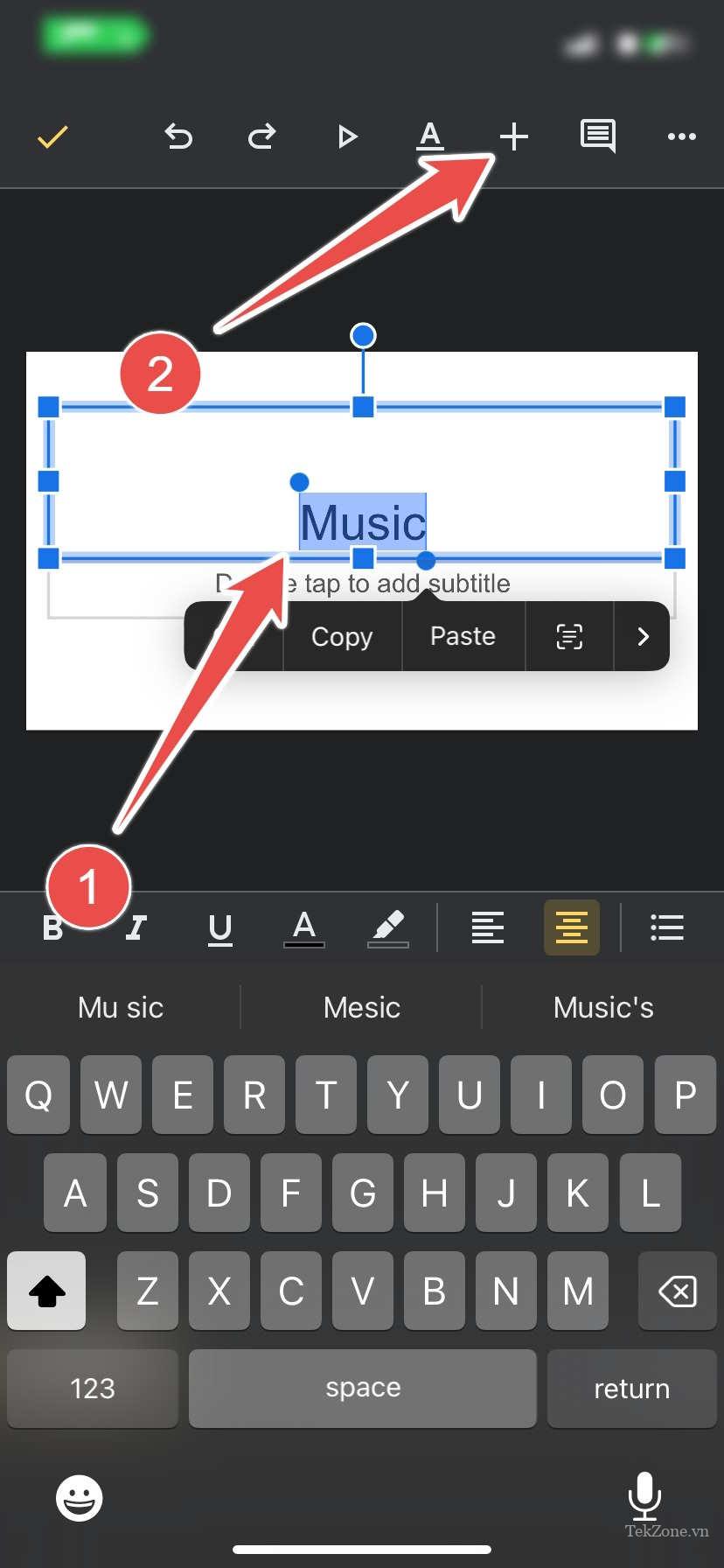 Đánh dấu văn bản trong ứng dụng Google Slides