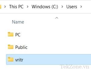 Chọn User Profile để xóa qua File Explorer.