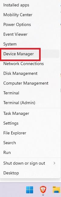 Nhấp vào "Trình quản lý thiết bị" trong menu WinX.