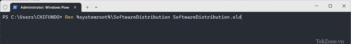 Đổi tên thư mục Phân phối phần mềm qua PowerShell.