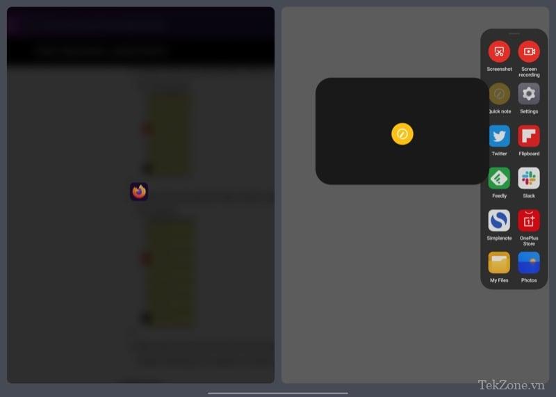 kéo ứng dụng từ thanh bên thông minh vào màn hình để kích hoạt chế độ xem chia đôi màn hình