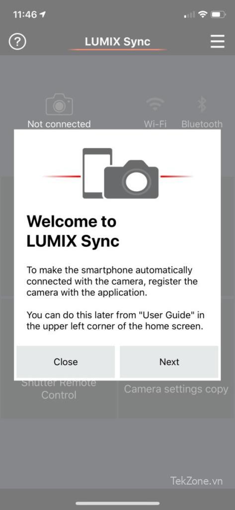 Ứng dụng Panasonic Lumix Sync - bước 2