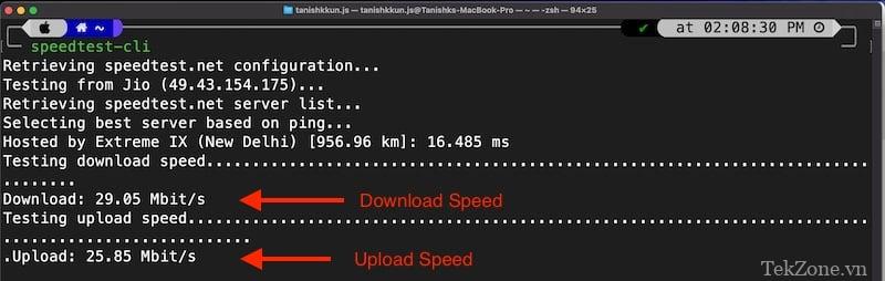 dùng cli speedtest để kiểm tra tốc độ mạng
