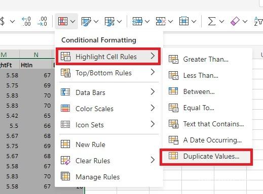 Đánh dấu các giá trị trùng lặp với định dạng có điều kiện trong Excel