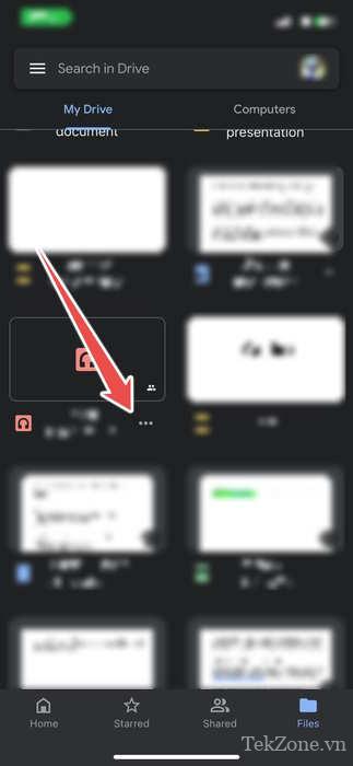 Biểu tượng khác trên tệp âm thanh trong ứng dụng Google Drive