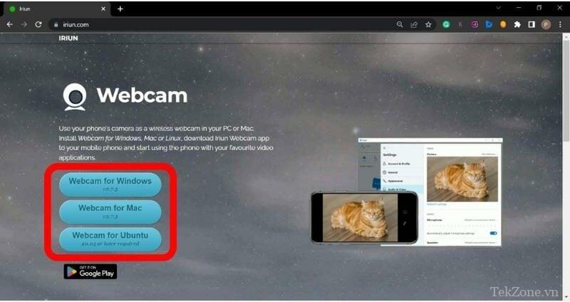 bước 1 tải phần mềm webcam iriun