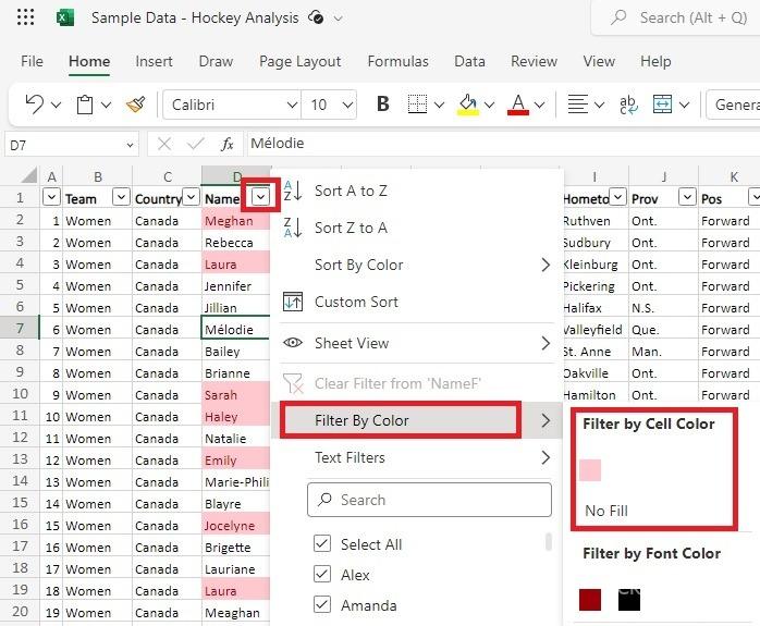 Lọc và sắp xếp theo màu sắc trong Excel