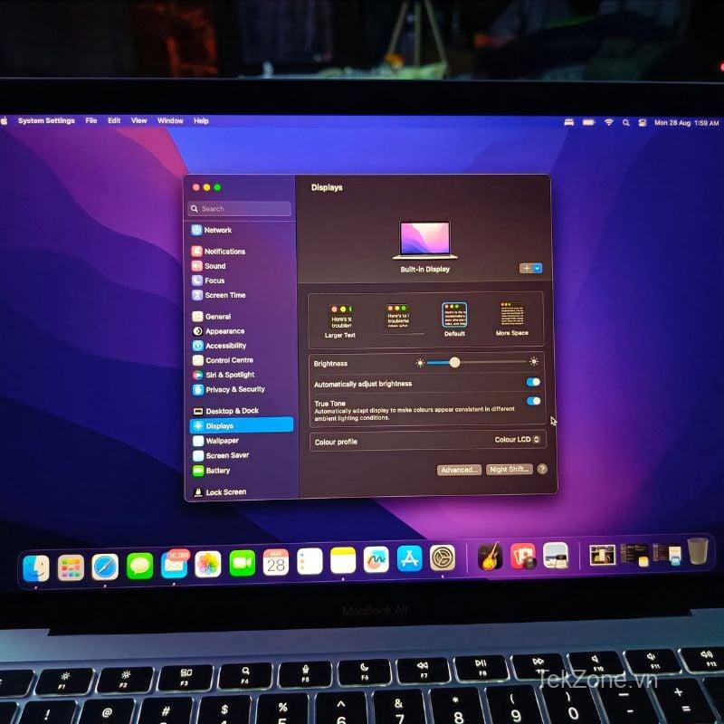 cài đặt hiển thị macOS