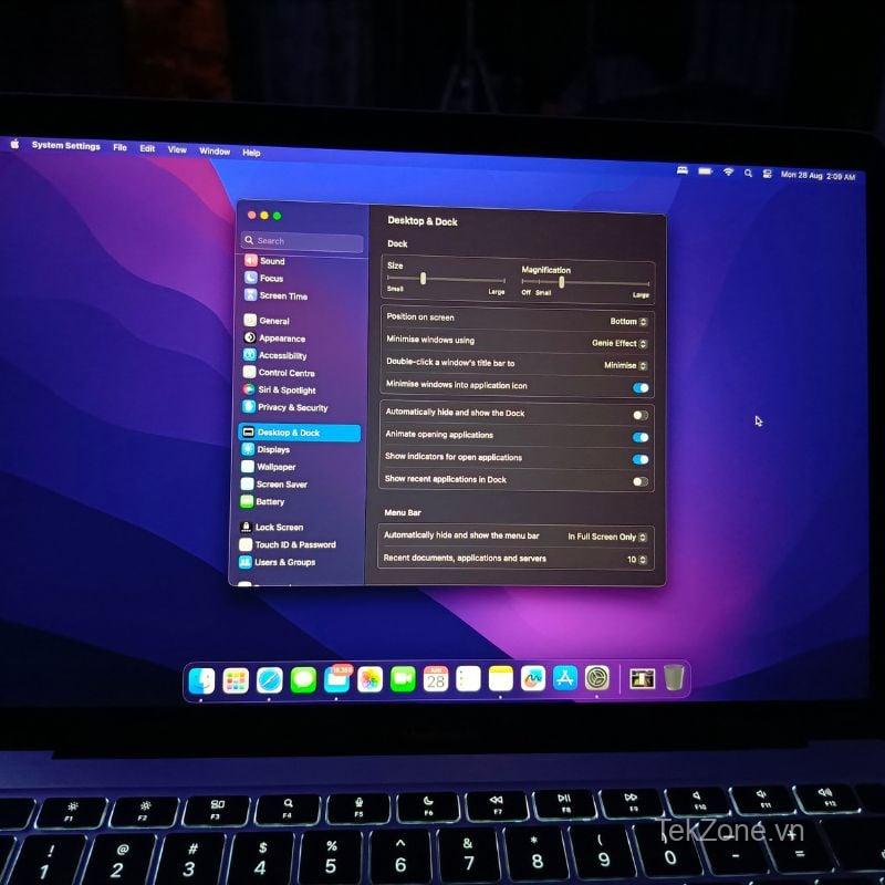 cài đặt máy tính để bàn và dock macos