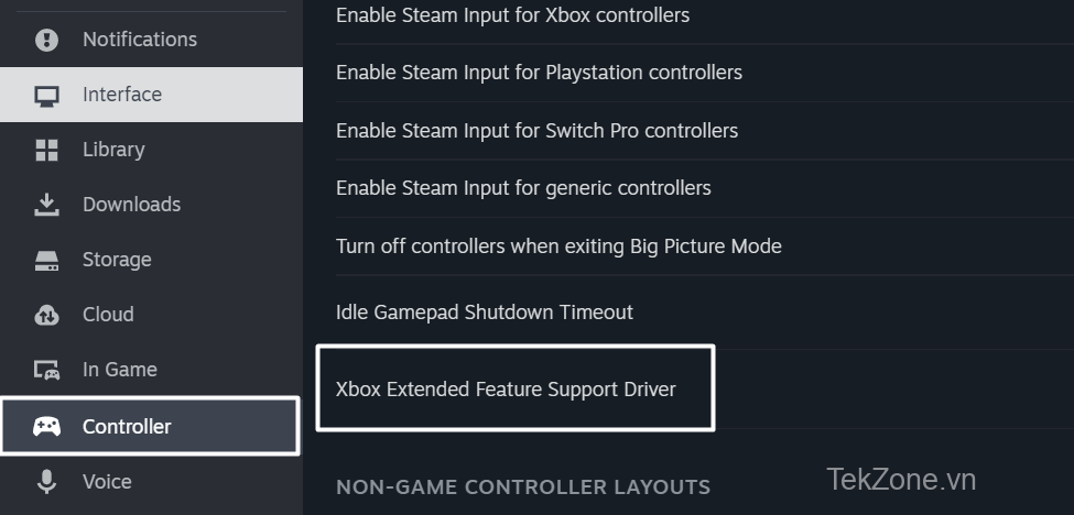 Chọn Trình điều khiển hỗ trợ tính năng mở rộng của Xbox