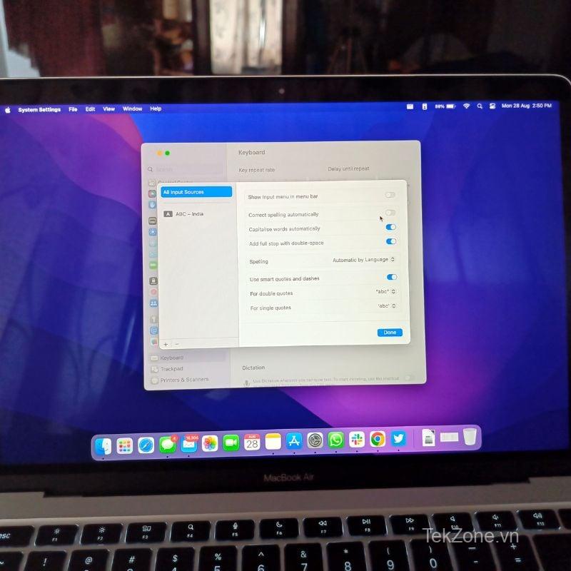 cài đặt bàn phím macos