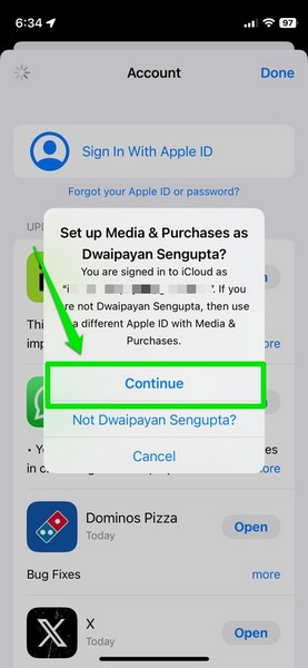App Store đăng nhập lại iPhone 2