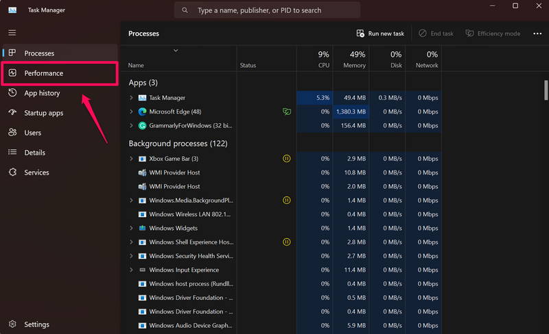 Kiểm tra thông tin RAM Task Manager windows 11 1