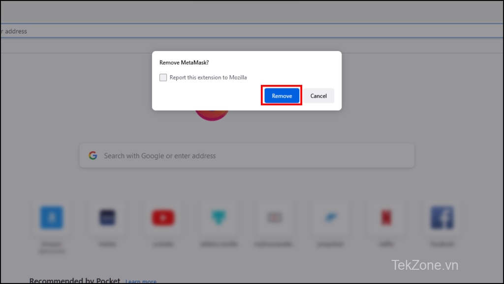 gỡ cài đặt MetaMask trên Firefox