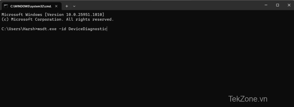 Nhập id msdt.exe DeviceDiagnostic