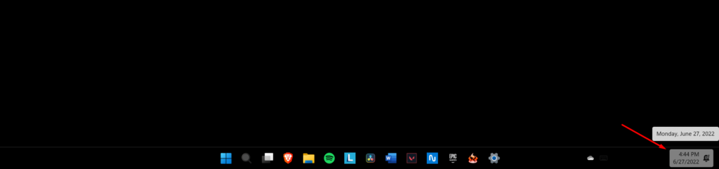 Ngày và giờ trên Windows 11 ở góc dưới bên phải