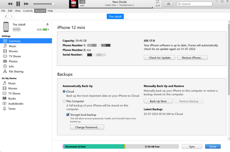 sử dụng iPhone với iTunes windows 11 3