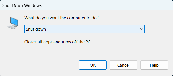 Tắt máy tính Windows